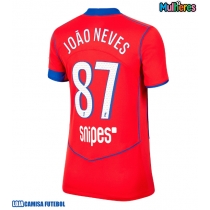 Camisa de Futebol Paris Saint-Germain Joao Neves #87 Equipamento Alternativo Mulheres 2025-26 Manga Curta